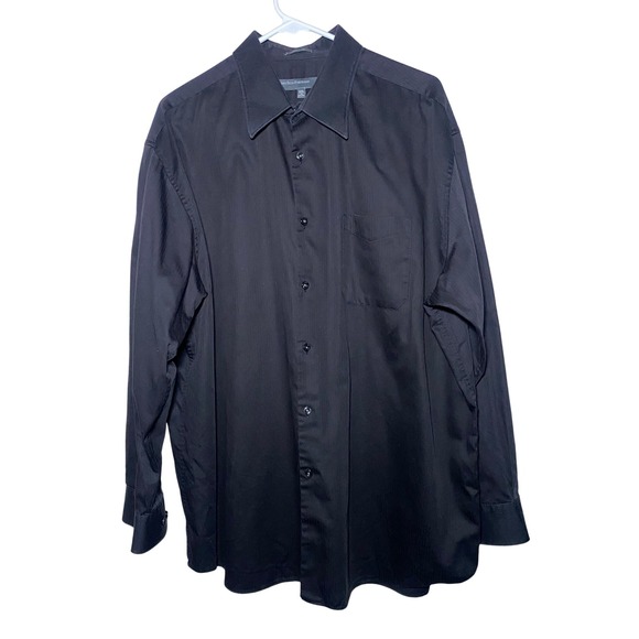 Perry Ellis Portfolio Other - Perry Ellis Mens XXL Black Wrinkle-Free Pinstripe Long Sleeve Dress Shirt
